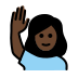 woman raising hand, dark skin tone